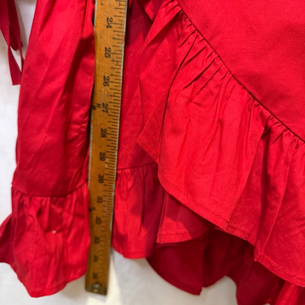 Fashion Nova Miranda Poplin Mini Dress Red Puff Sleeve Bustier XL NWT - Picture 9 of 10